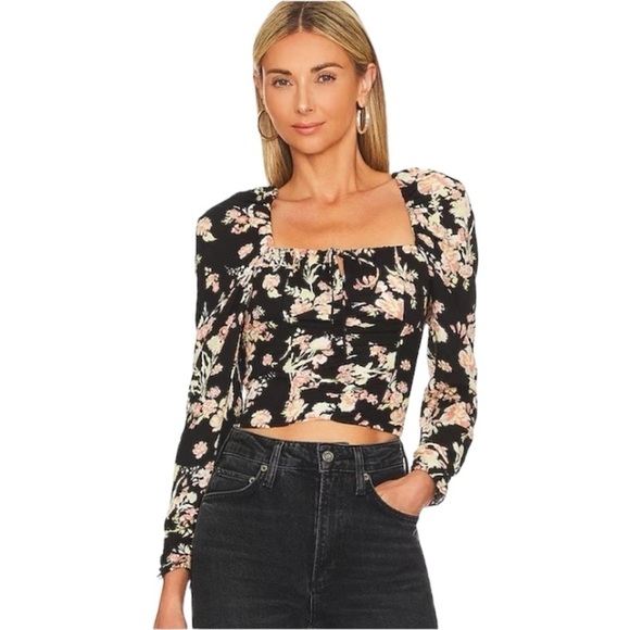 Free People | Dark Floral Hilary Cropped Top Size Small NWT - Picture 1 of 9